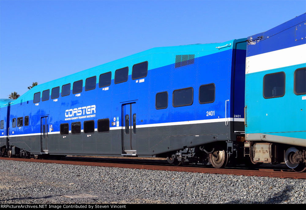 San Diego "Coaster" coach #2401 in new scheme.